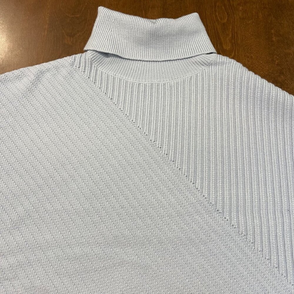 Magaschoni Turtleneck Sweater Women's Size Large Light Blue Ribbed Knit Rayon - Picture 5 of 10